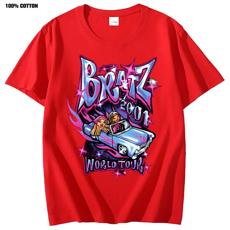 Bratz T Shirts Women Summer Street Oversized T-shirt Harajuku Y2k Tops Men Women Casual Cotton Short Sleeve Plus Size Tshirt