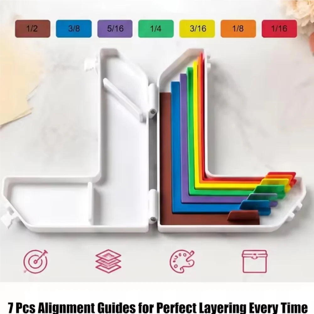 Papercraft Alignment Guide Set Includes Storage Box 7 Edge Precision Laminated Spacers Color Coded Card Making Scrapbooking DIY