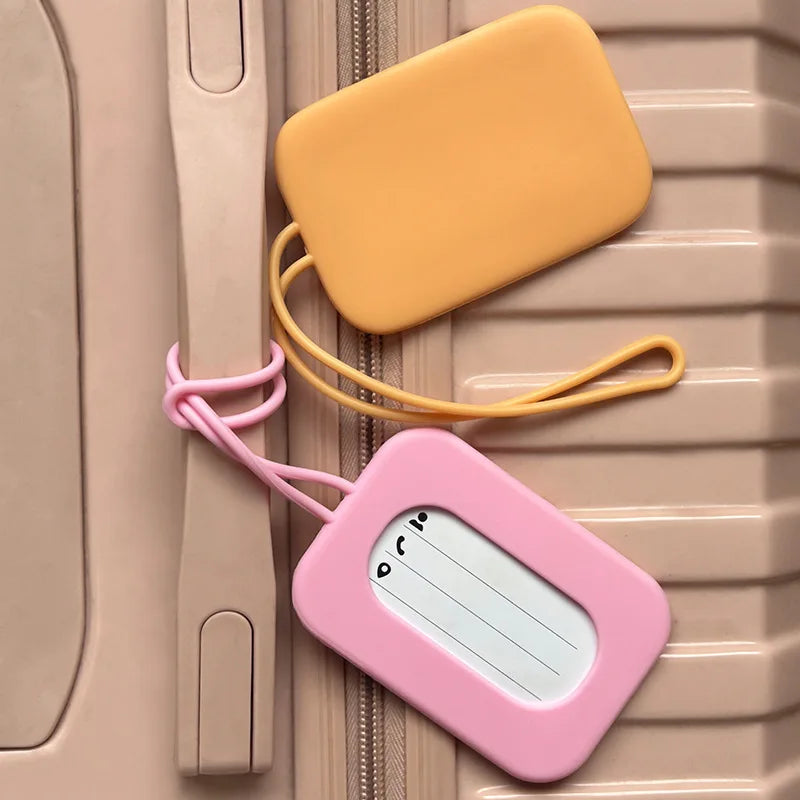Silicone Travel Luggage Tags Name & ID Card Holder Solid Color Suitcase Label Baggage Boarding Bag Tag Travel Accessories