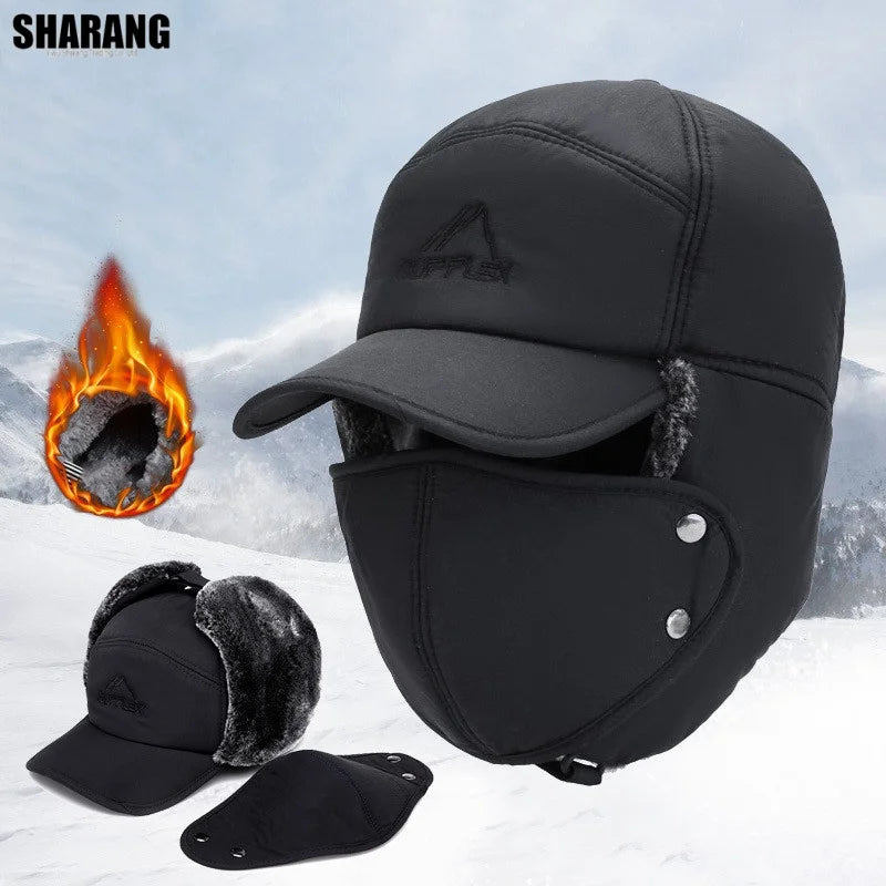 High Quality Windproof Winter Hats Winter Ski With Earflap Mask Warm Snow Cap Cotton Ear Protection Bomber Hats for Men Women