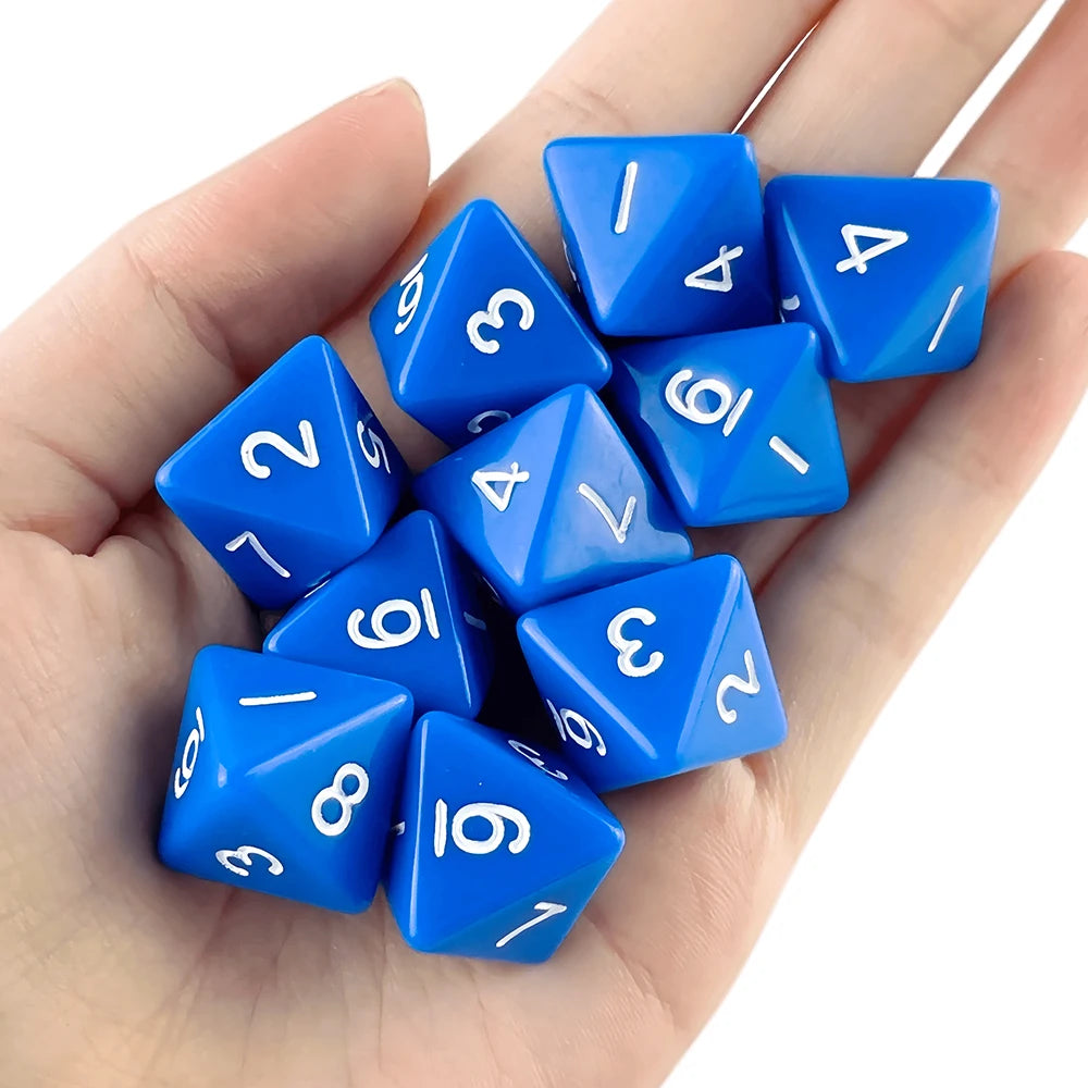D8 Polyhedral Dice 15.5mm TRPG DND Digital Dice Game Set 8 Sides 10Pcs for Board Game