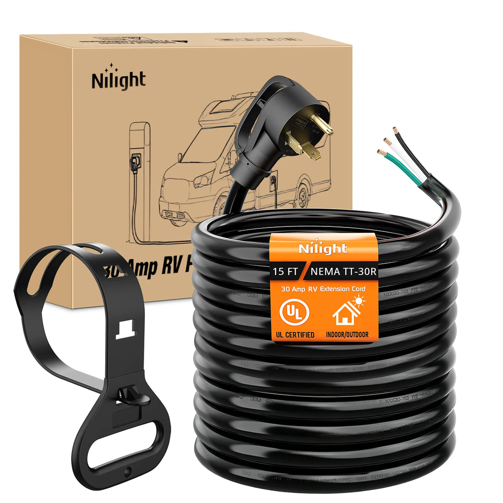 Iron Forge Cable 30 Amp RV Replacement Cord 10/15/25ft - 10/3 RV Extension Cord 10 Foot NEMA TT-30P to Open End 3 Wire - Heavy Duty 10 Gauge STW RV Cord