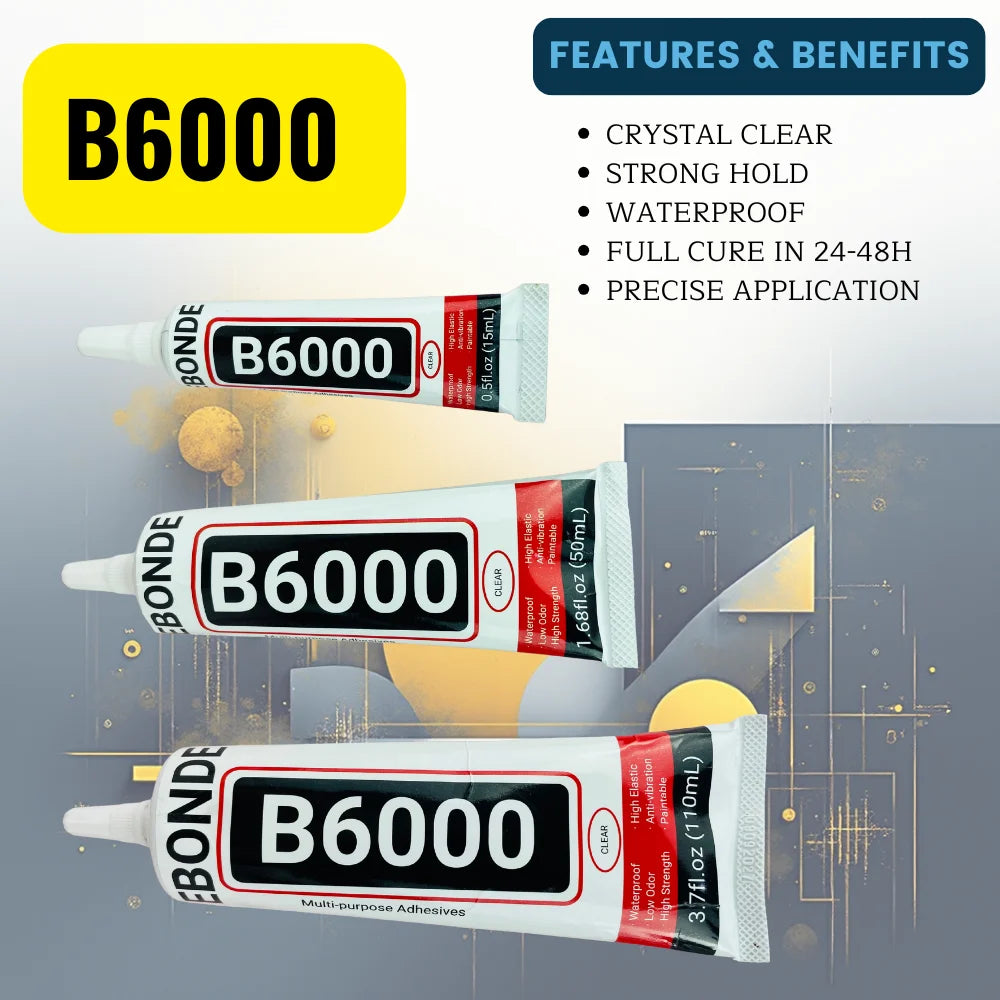B6000 Clear Mobile Phone Battery Cover Bonding Adhesive DIY Repair Fabric Cloth Shoes Dress Glue Office Supplies 15/50/110ML