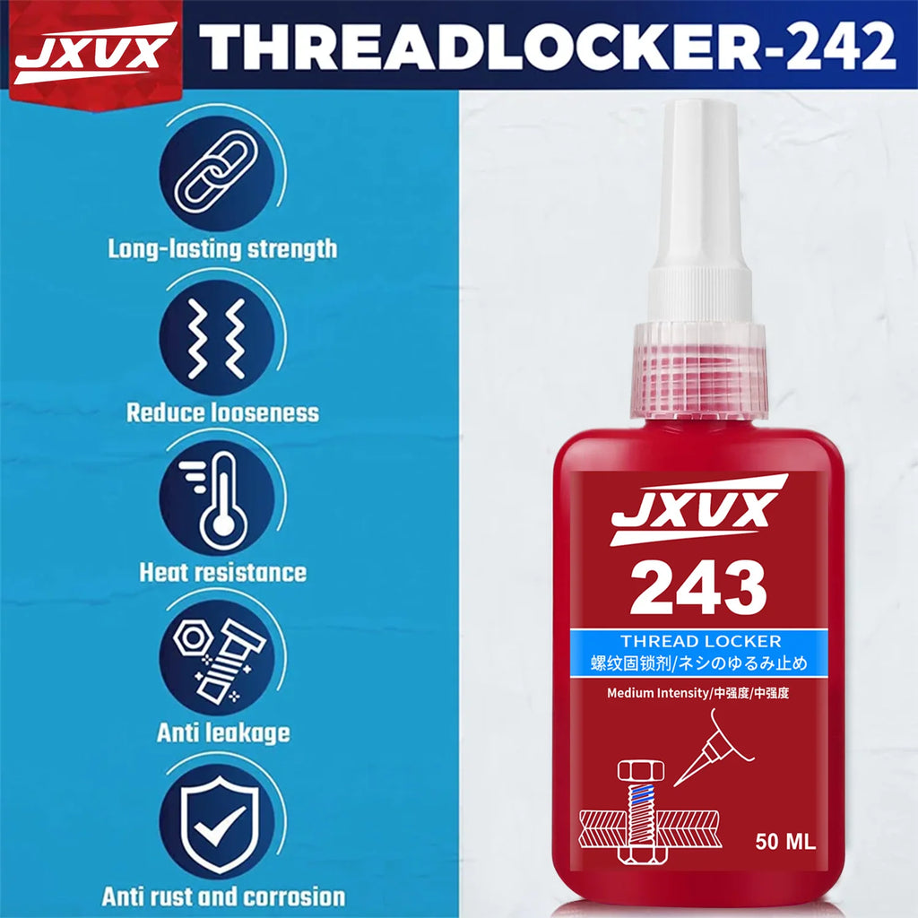 243 Threadlocker｜Anaerobic Adhesive+Screw Glue+Retaining Compound｜Oil Resistant & Removable｜10ml/50ml