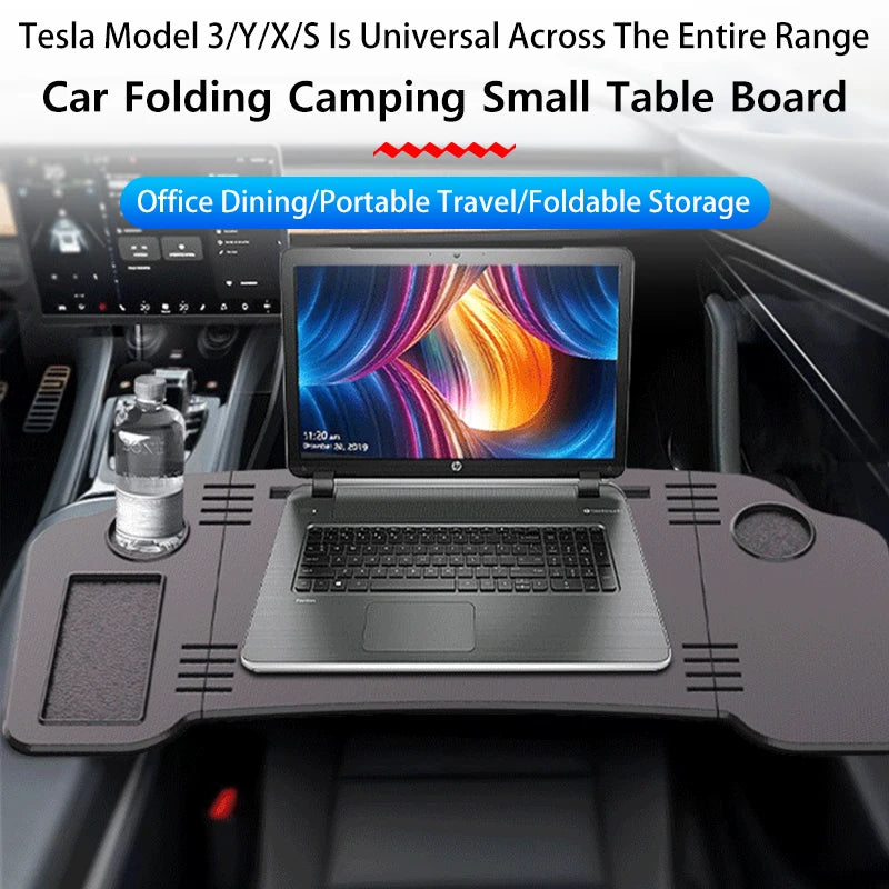 For Tesla Model 3/Y Car Mounted Small Table Board Multifunctional Computer Desk Dining Table Folding Storage Small Table Board