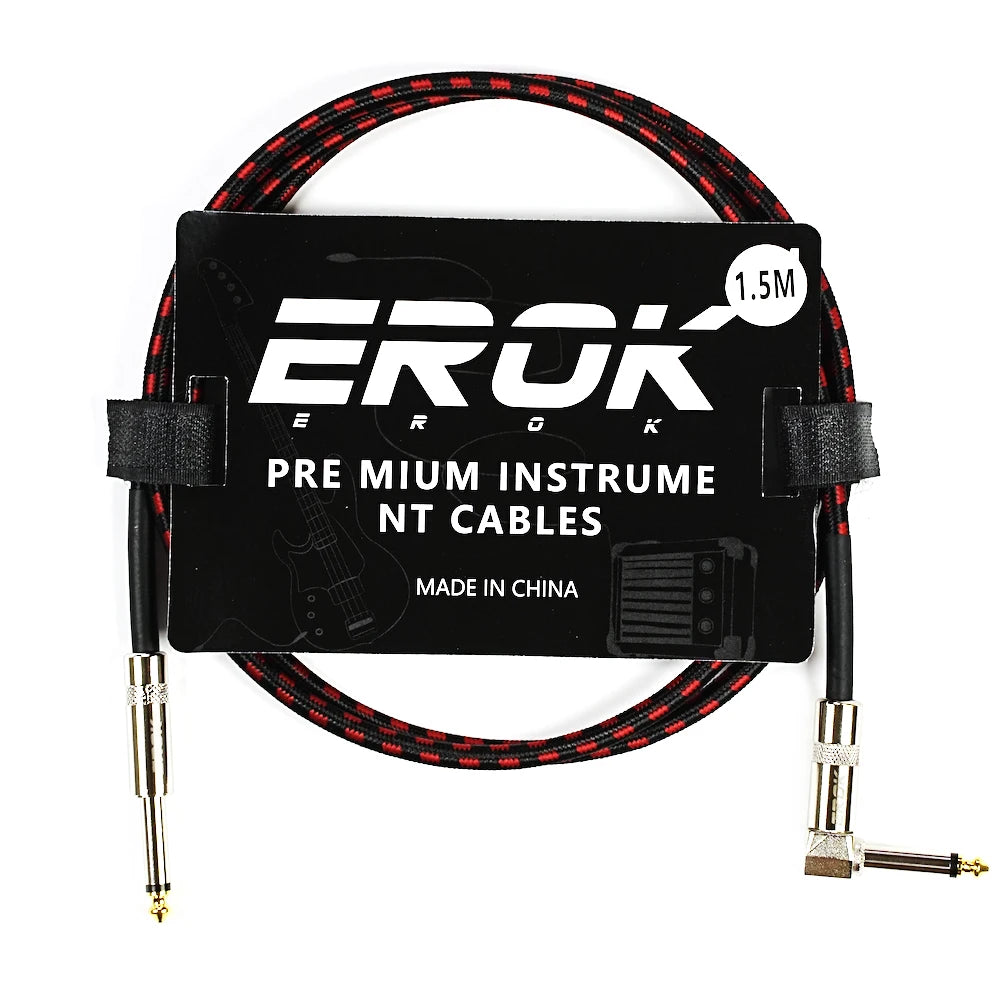 EROK 1.5/3/6/10M Guitar Audio Cables Anti-Noise Line 6.35mm Male to Male Colorful Braided Line Pedal Guitar Bass Universal Cable
