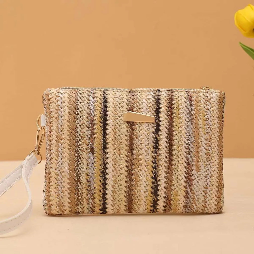 2026 New Arrival Women Rainbow Woven Clutch Coin Purse Fresh Fashion Mini Bag