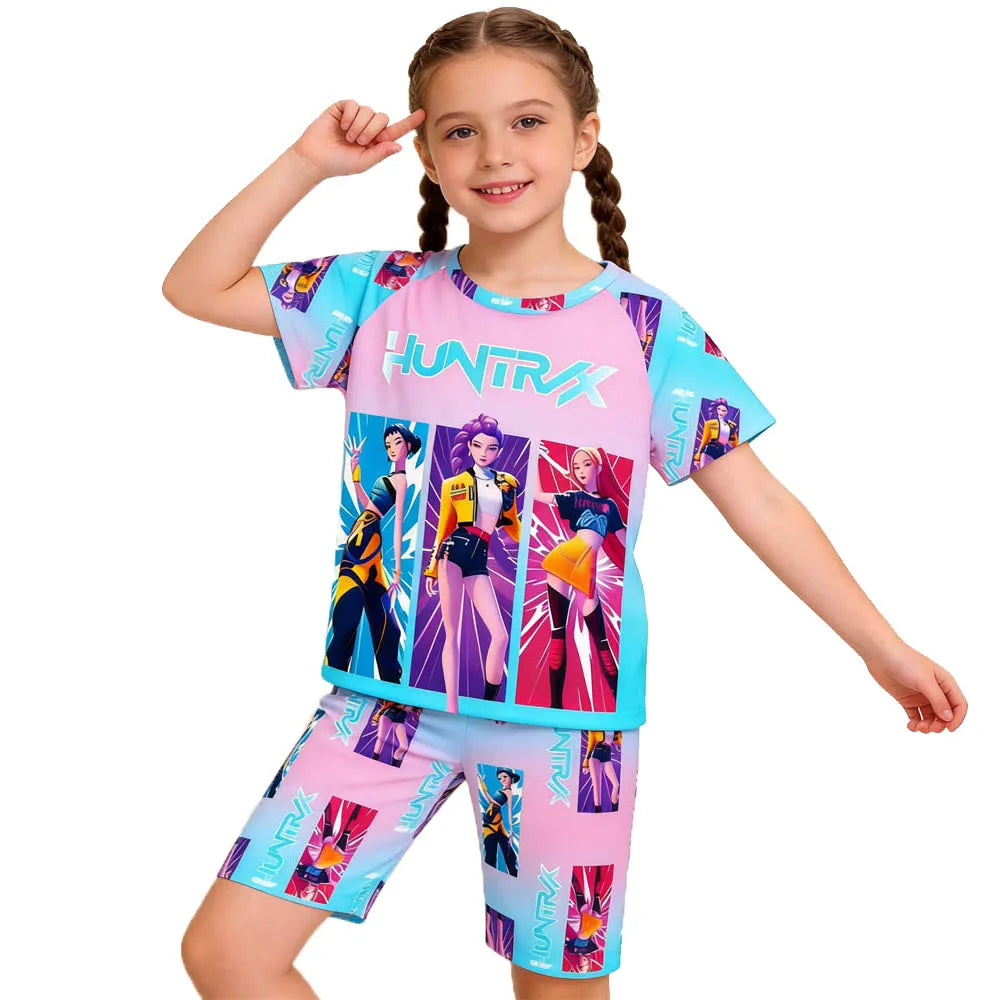 Children's Pajama Set, Short Sleeve, Girls' Clothing, 2-Piece Set, Children's Pajamas, Cute Boys' Pajamas, Ages 3-12