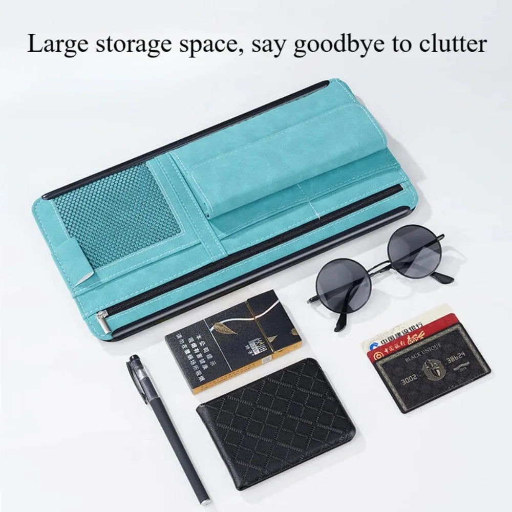 Multifunctional Car Sunshade Storage Cover Suede Interior Glasses Clip ID Card Holder Interior Car Organizer Car Glasses Holder