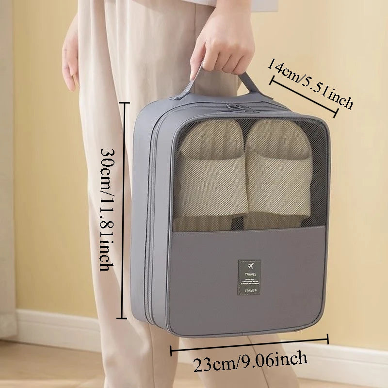 Travel Shoe Bags for Packing in Suitcase Shoe Travel Bag Organizer with Handle Multi-Layer Compartments Holds 3 Pairs of Shoes