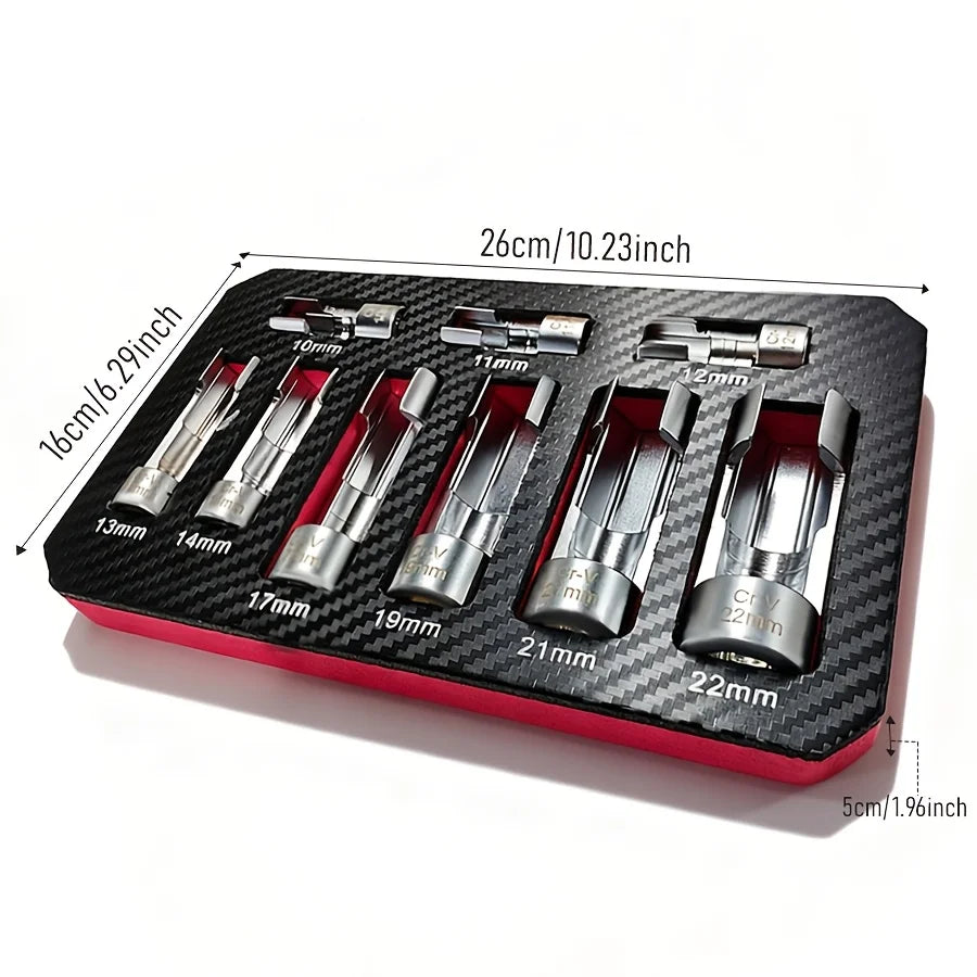 9-Piece 10-22mm Diesel Injector Fuel Line Socket Wrench Set | Suitable for Master Cylinder Lines, Oxygen Sensor Pressure, and Socket Removal Tools