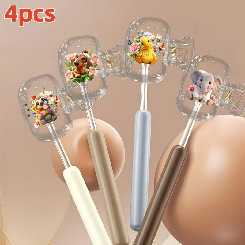 4pcs In A Flower Bush Toothbrush Holder Lightweight Portable Travel Toothbrush Storage Case for Daily Personal Care Party Gifts