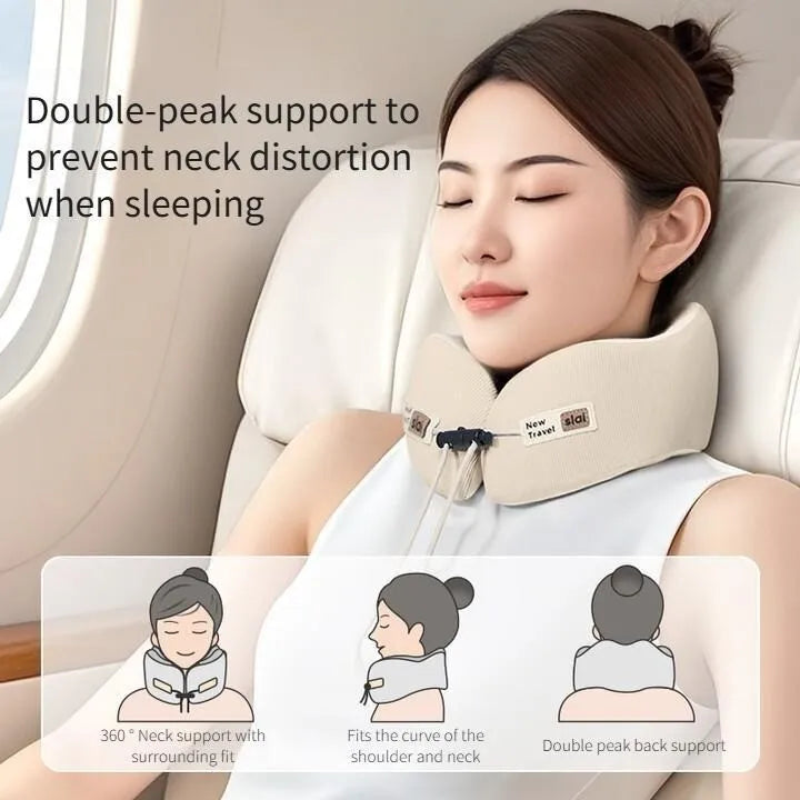 Memory Foam U-Shaped Travel Pillow, Ergonomic Neck Support Cushion, Portable Soft Airplane Sleep Pillow for Car Office Travel