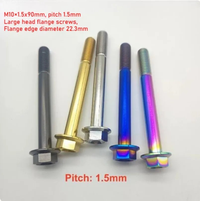 1PC M10*1.5*90mm Titanium Screws Flange Head Motorbike Bolts diy modification accessories