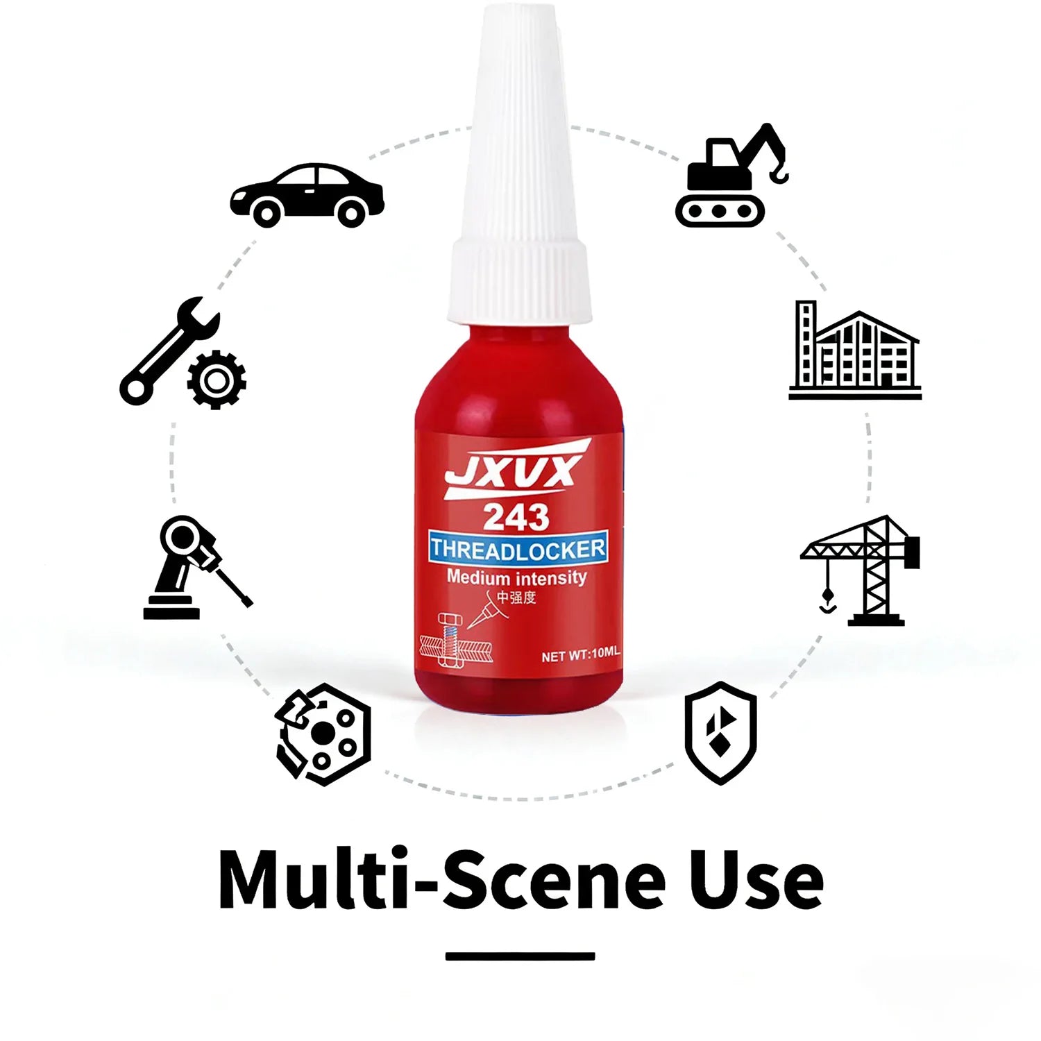 243 Blue Threadlocker Adhesive (Equivalent to Loctite) Anti-vibration and Anti-loosening Adhesive For Metal Threaded Assemblies High Temperature and Oil Resistant 50ml