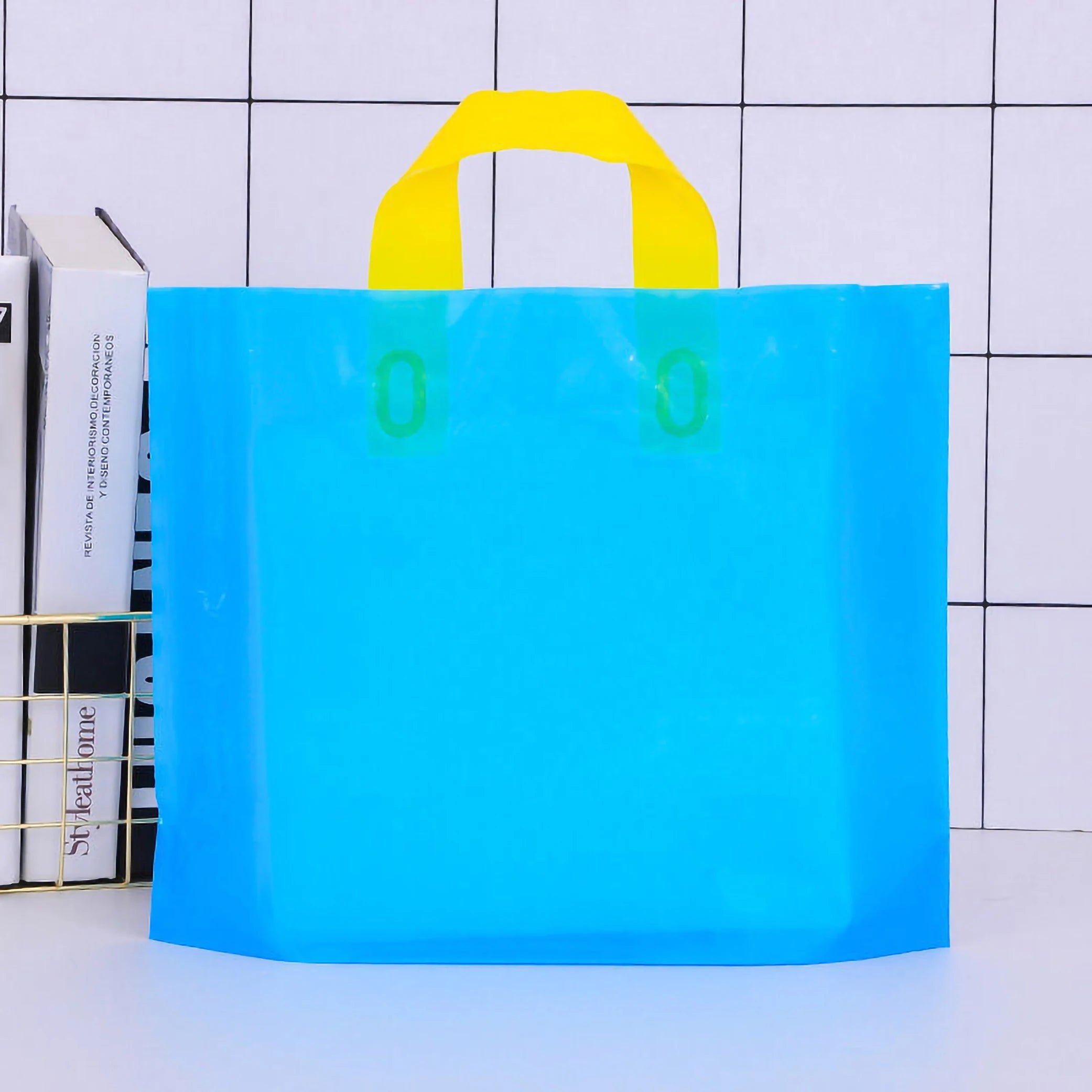 100pcs Custom Logo Colorful Shopping Bags With Handle Plastic Gift Bag Print One Color Logo On Double-sided Free Design Print