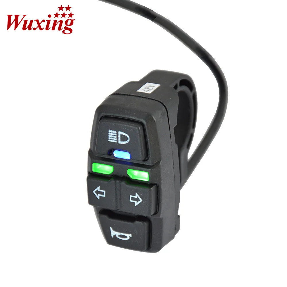 Wuxing KG-336-B 12V-52V Electric Bike Scooter Light Three-in-one Switch Frontlight+Horn+Turning Light Switch Diy Parts