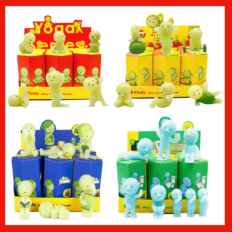 4 Multiple Series Noctilucent Green Doll Blind Mystery Box Action Figures Decoration Desktop Model Toy For Gift Surprise