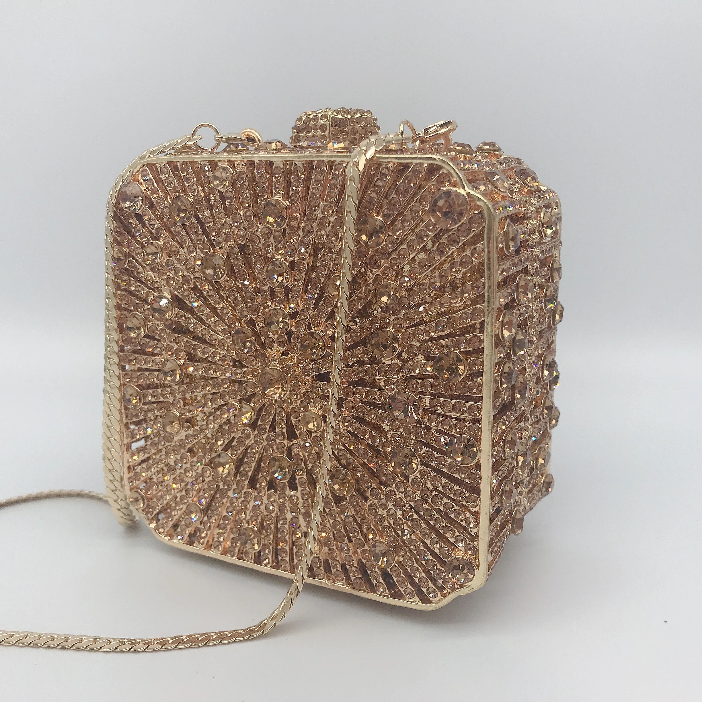 Women Clutch Bag Small Square Box, Full Cover Rhinestone Crystal Evening Bag, Handmade Bridal Party Wedding Prom Dinner Purse