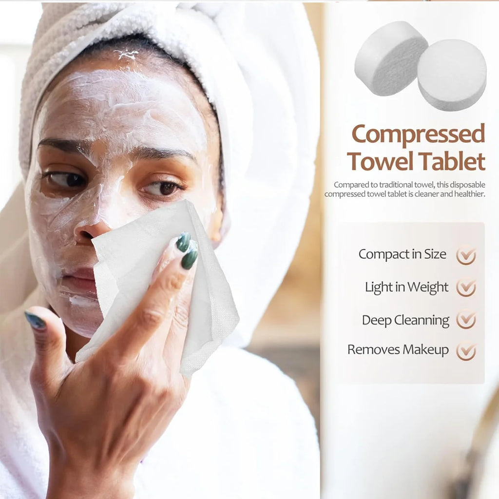Compressed Towel Disposable Portable Face Towel Cotton Coin Tissue Suitable For Travel Camping Hiking Sports Beauty Salons