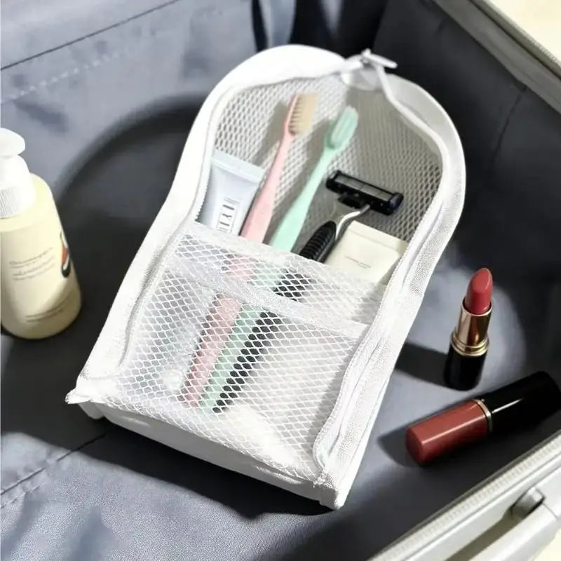 [ZY]Large Capacity PVC Cosmetic Bag Waterproof Space Saving Toothbrush Toiletry Pouch Zipper Closure Vertical Design[ZY]