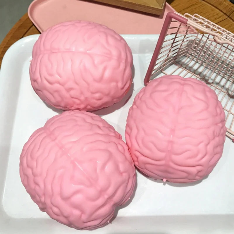 Squishy Jumbo Simulated Brain Fidget Toy Big Brain Model Stress Ball Halloween Prop Squeeze Toy ASMR Anxiety Relief Toys Decor