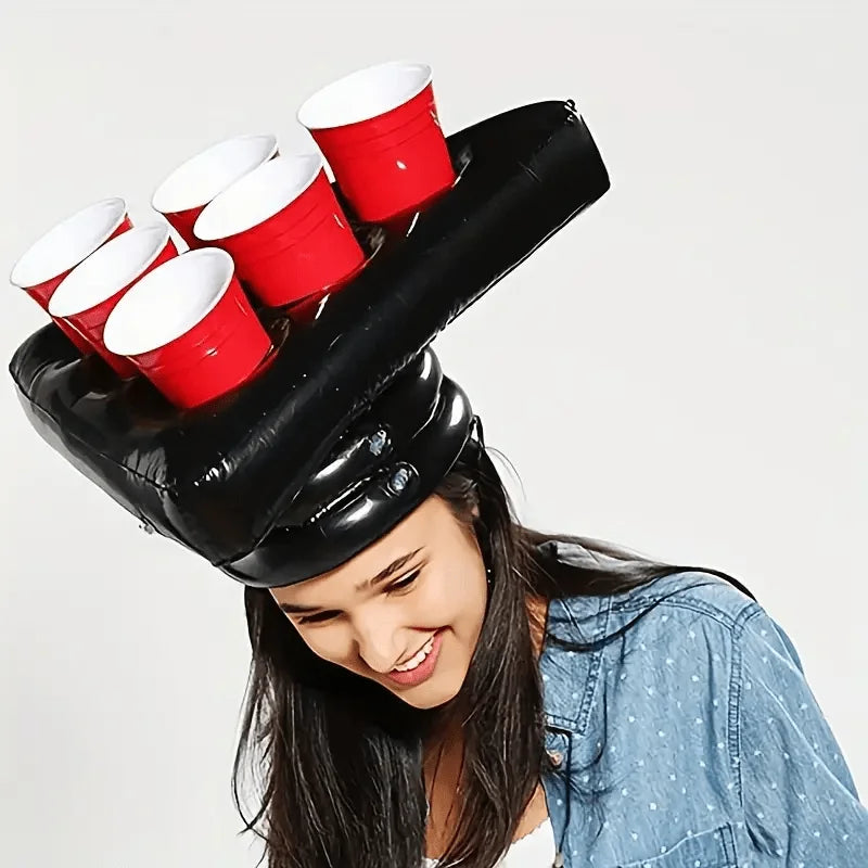 Inflatable Triangle Hat for Ping Pong Toss Game Fun Tossing Props Inflatable Beer Soda Drink Cup Holder Exciting Party Toys
