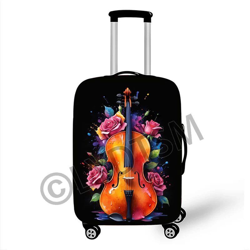 Musical Notes Luggage Cover Rock Guitar Piano Drum Graphic Suitcase Covers Elastic Trolley Case Protective Cover for Travel