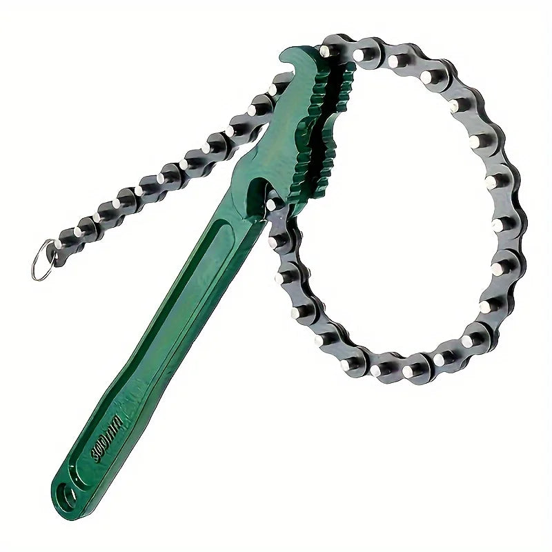 1pc Steel Heavy Duty Chain Wrench Tool, Adjustable Grip Spanner with Ergonomic Handle for Oil Filter Pipe Fittings Removal