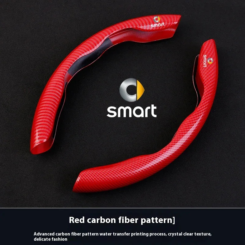 For Smart Fortwo Forfour Forjeremy 451 453 Brabus Roadster Forstars Sprite 1 3 5 Car Carbon Fiber Texture Steering Wheel Cover