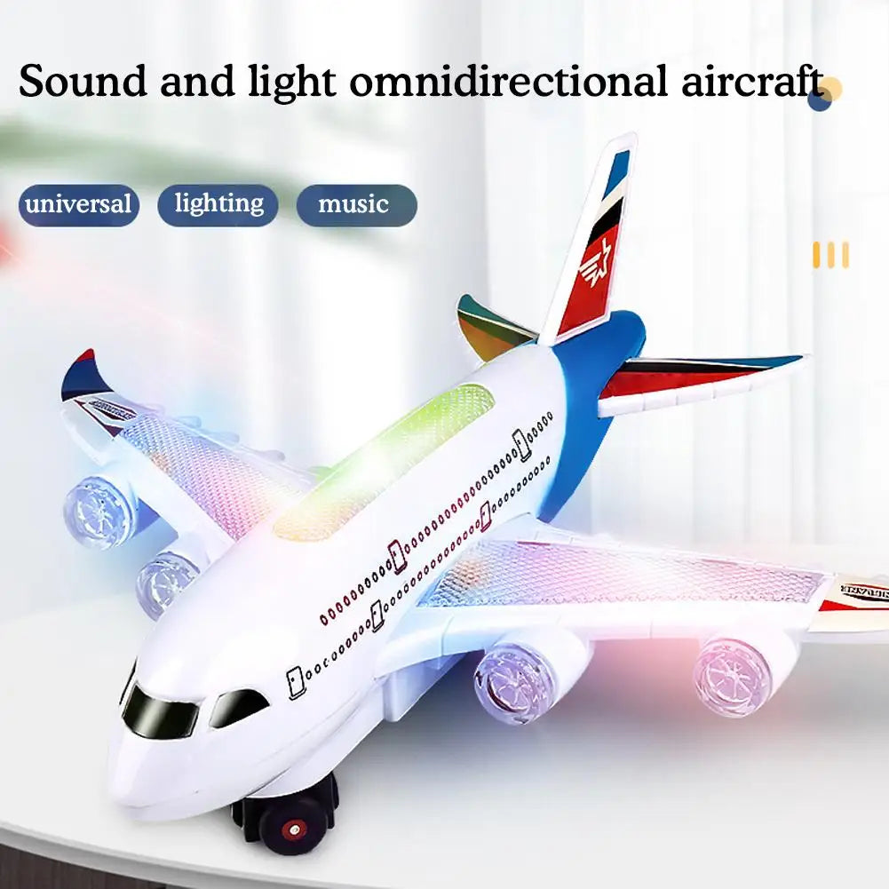 Electronic Aeroplane Toy with Music Autopilot Flash Sound Aircraft Automatic Rotation Plane t Airplane Toy