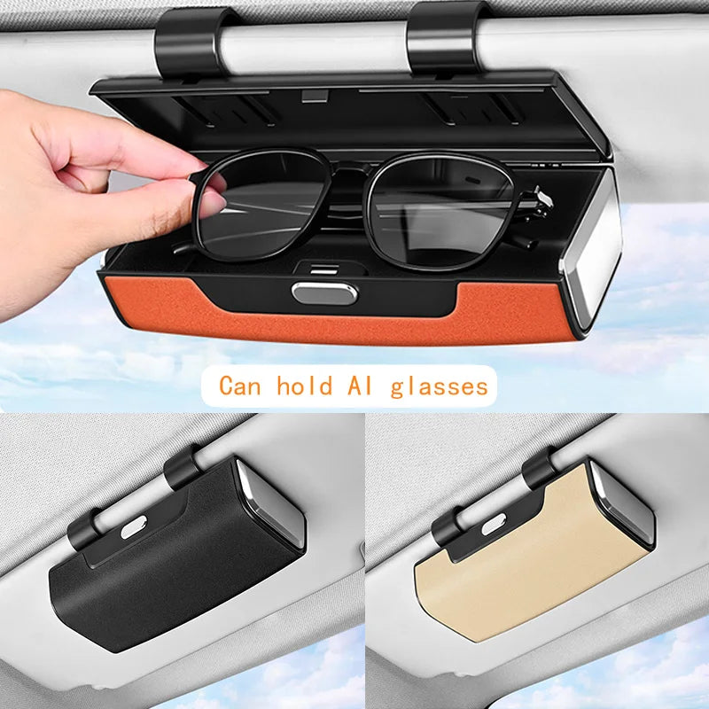 Universal Multifunctional Car Sunshade Glasses Protection Box, Sunglasses and Sunglasses Rack Storage Box, Clip On Sunshade, Car