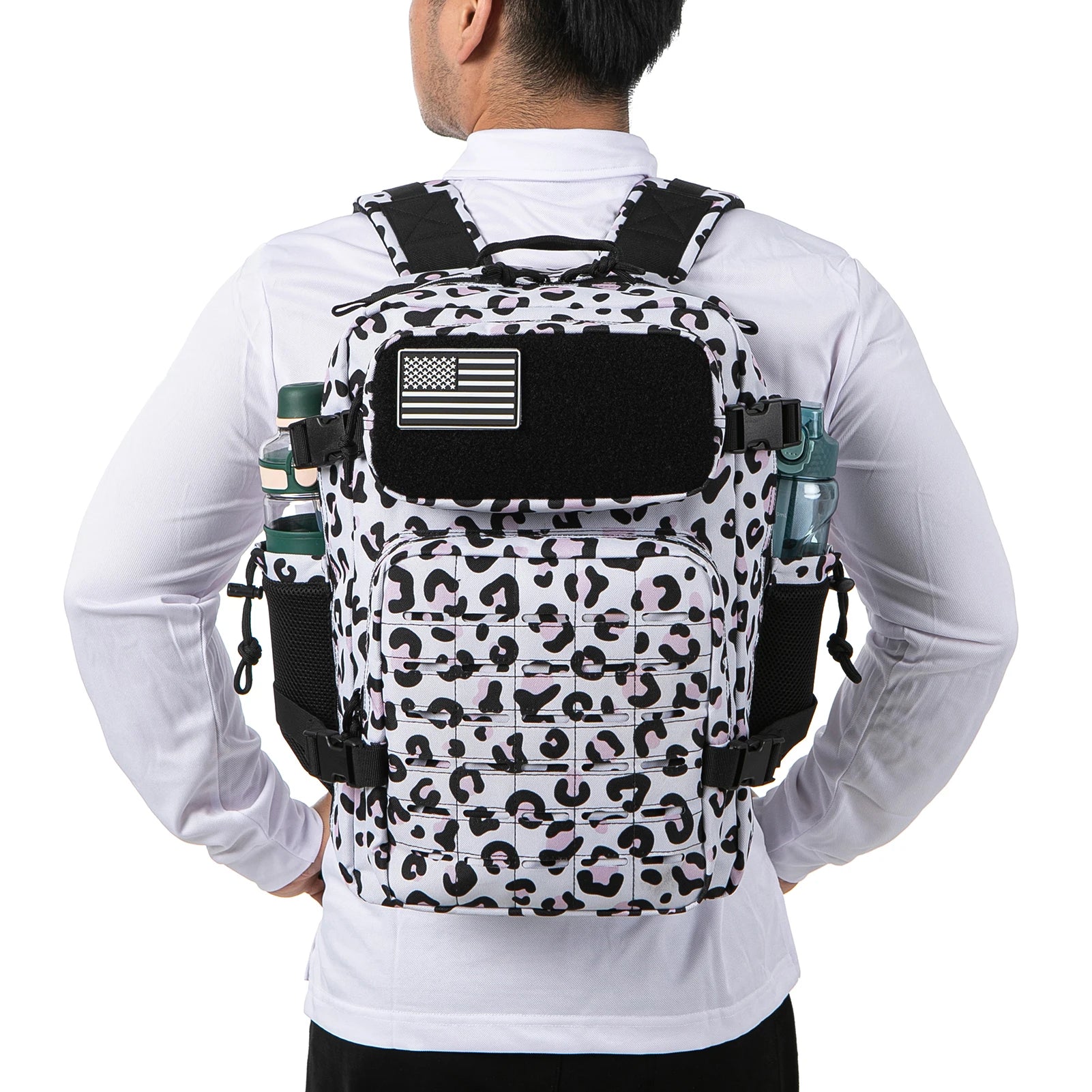 25L Tactical Backpacks for Men Survival Laser Cut Molle Daypack Small Bug Out Bag Gym Hking Rucksack with Dual Cup Holders