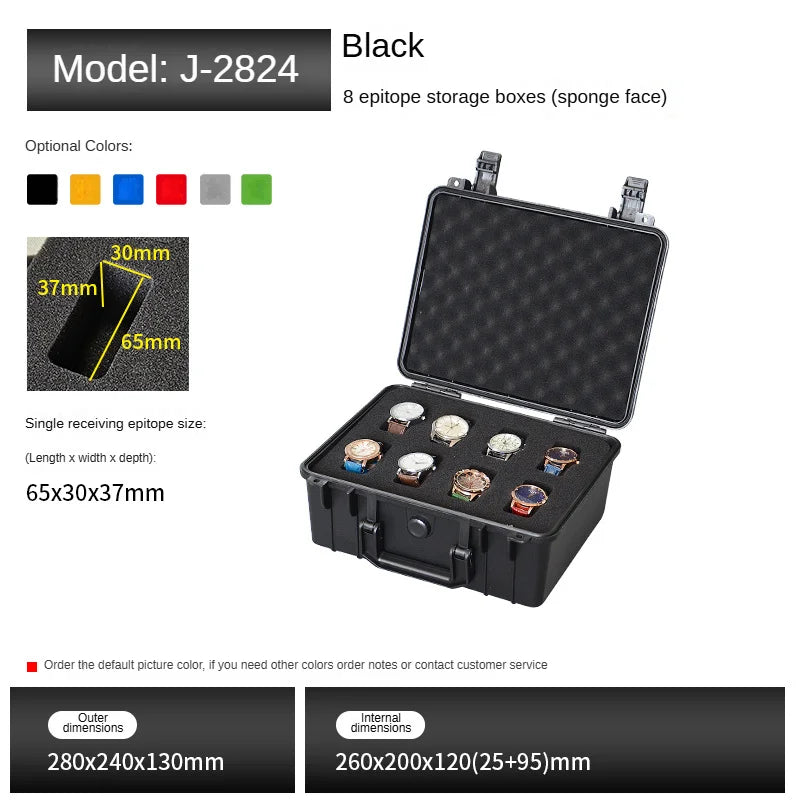 2/6/8/16/20 Slot Plastic Watch Box Safety Equipment Case Portable Tool Box Impact Resistant Case With Foam For Watches Storage