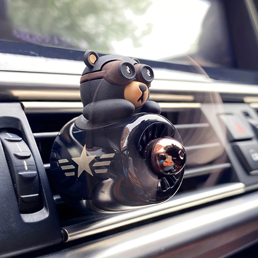 No perfume DIY fragrance cool fun pilot bear rotate propeller plane car ornament air vent pendant decorations interior accessory