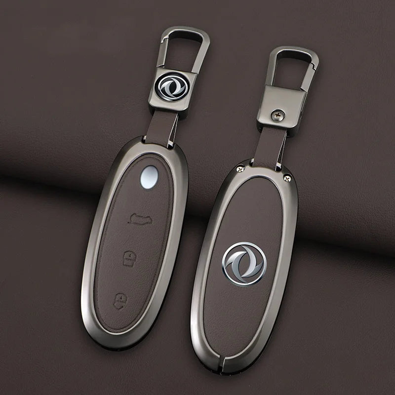3 Buttons Zinc Alloy + Leather Car Key Case Cover Shell Skin Holder For 2024 Dongfeng NAMMI 01 new Energy Remote Key Protection