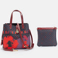 CH Letter Print Tote Bag Set 2 in 1 Large Capacity Women Handbag with Detachable Strap + Mini Clutch Casual Office Shopping Bag