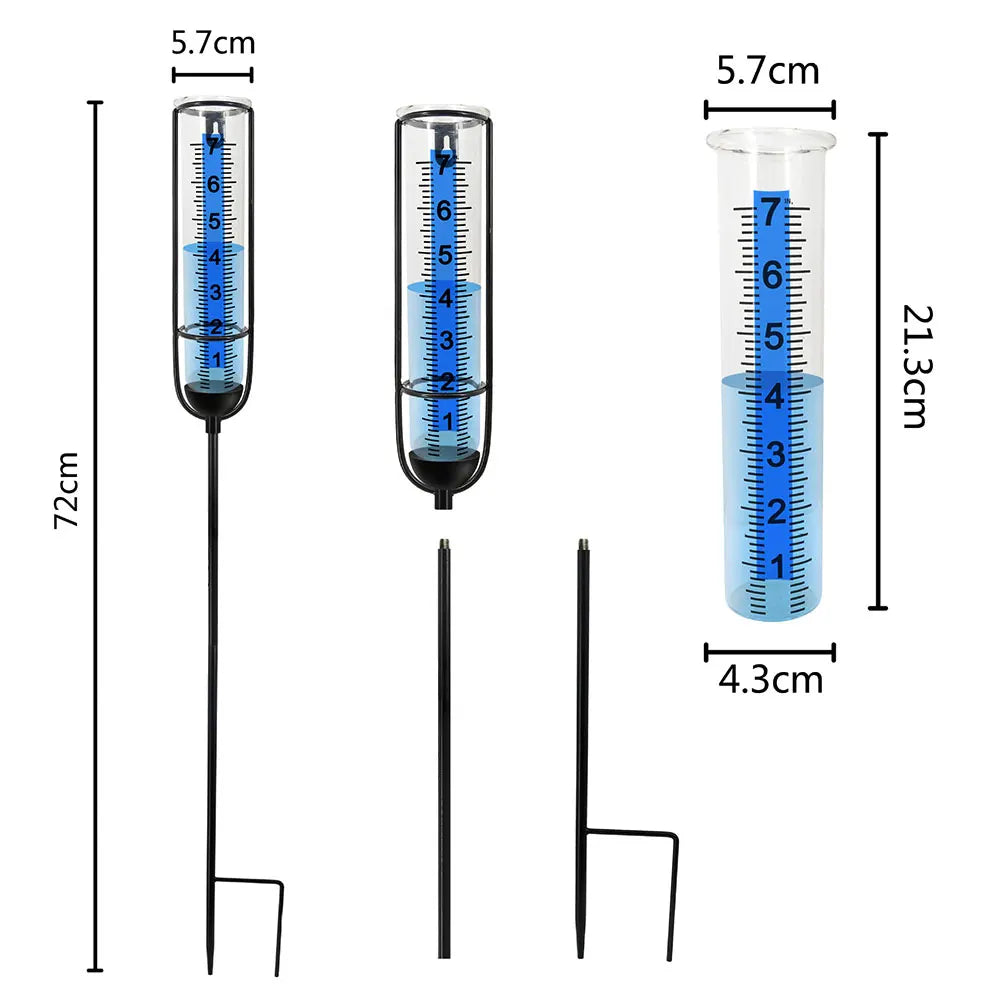 Rain Measure Gauge with Stake Adjustable Height Accurate Rain Gauge Freeze Proof Transparent Rain Measure Gauge for Outdoor Yard