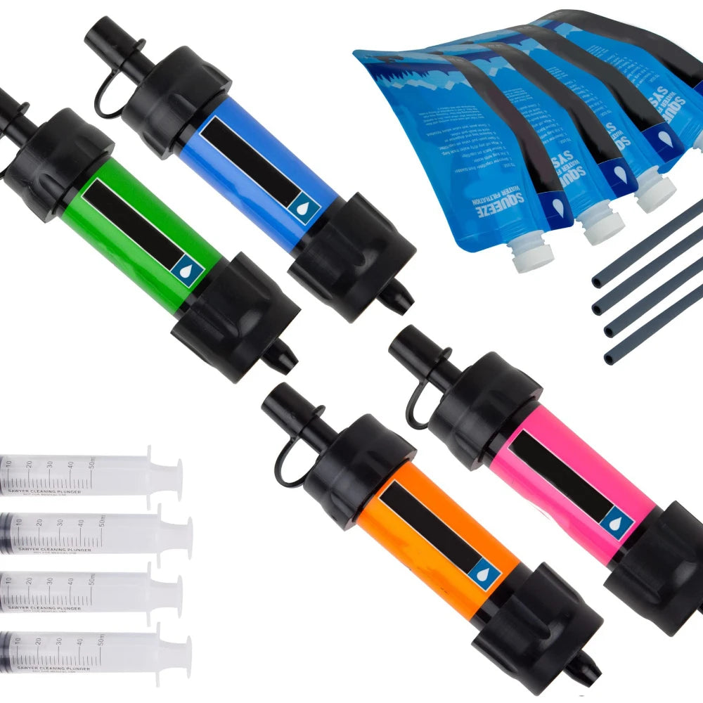 Outdoor Water Filter Straw Water Filtration System Emergency Water Drinking Purifier Sucker Travel Camping Hiking Survival Tools