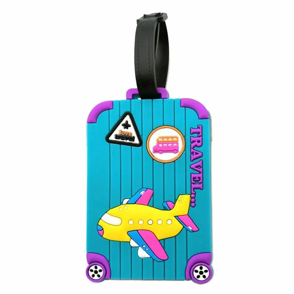 New PVC Luggage Tags Soft Silicone Cartoon Airplane Baggage Label ID Address Travel Supplies Suitcase Tags