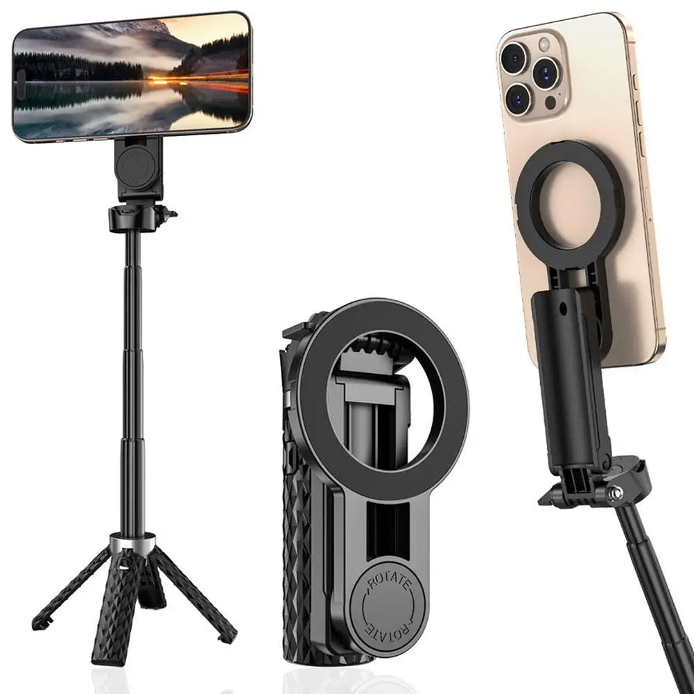 4-in-1 Multifunctional Magnetic mini Selfie Stick Wireless Bluetooth Control with 360° Rotation for Selfies Video Record