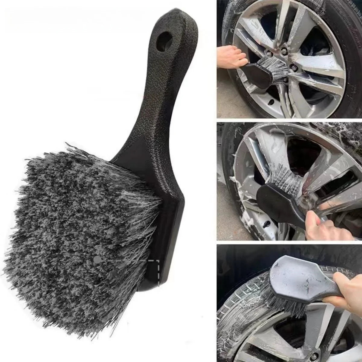 Car Wheel Cleaning Brush And Gloves Set Short Handle Tire Rim Washing Brush Uses For Vehicles Cleaning Maintain Accessories Auto