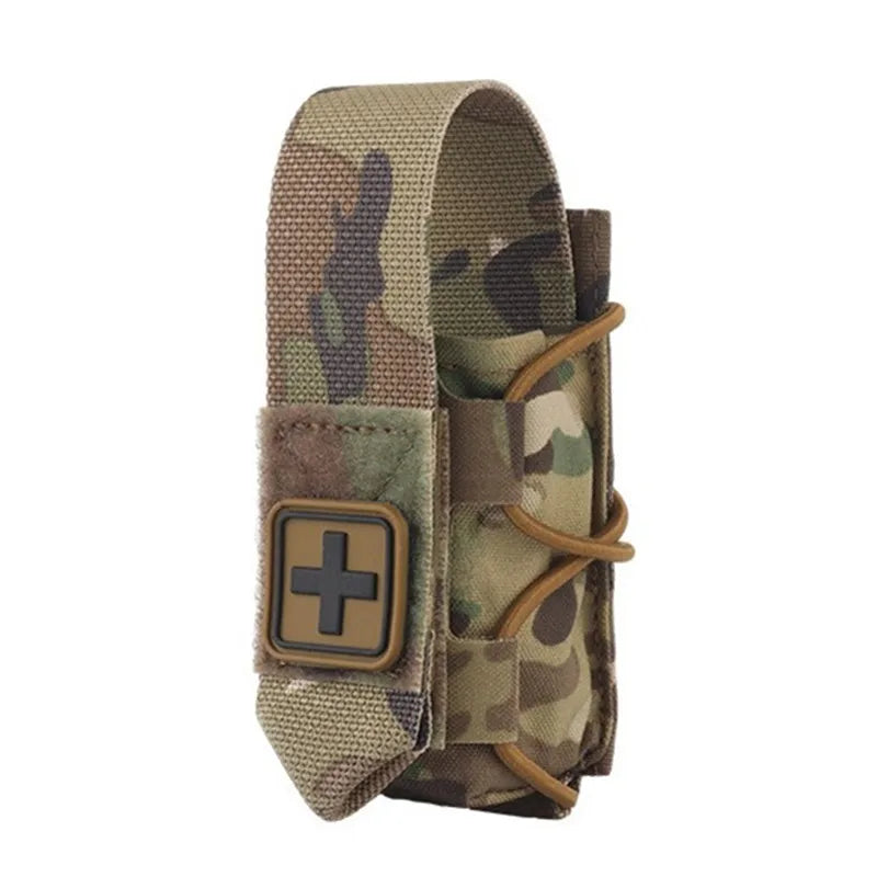 Molle Tourniquet Holder IFAK TQ Holder Tactical Medical Pouch Holster First Aid Kit Cross Patch/Bungee Cord With Tourniquet