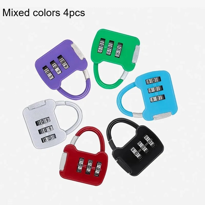 4pcs Color Mini Password Lock Padlock Trolley Case Student Dormitory Cabinet Backpack Zipper Lock Backpack Anti-theft Lock