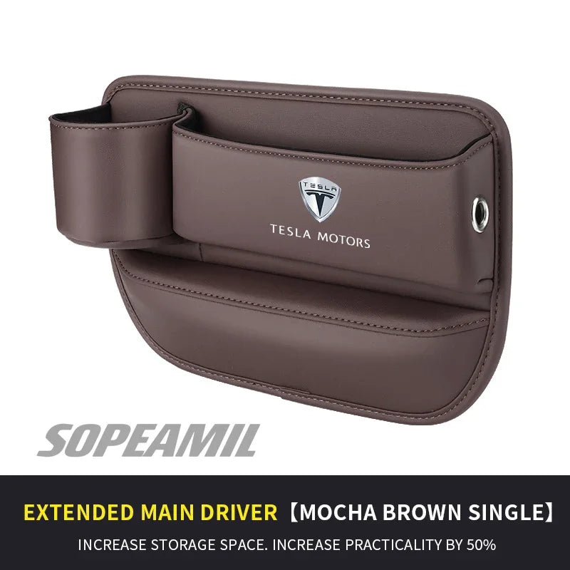 Tesla Cybertruck Beast Model 3 Model Y Model S Model X Car Leather Seat Multifunction Crevice Case Water Cup Holder Storage Box