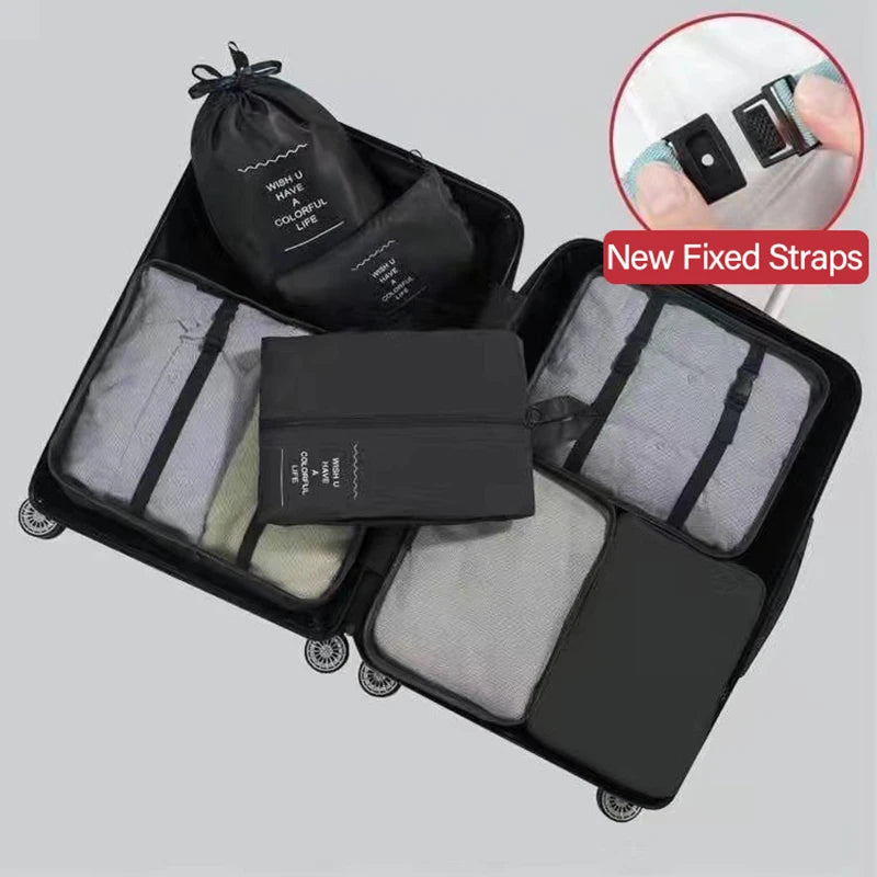 7 Pcs Set Travel Storage Bags, Luggage Organizer Clothes Sorting Foldable Organizer,  Waterproof Suitcase Packing Bags SNBD021