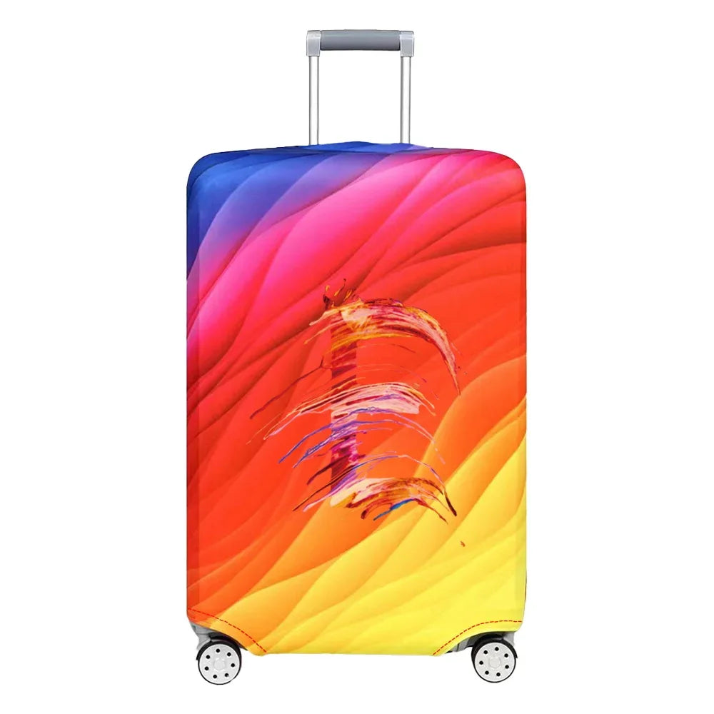 Luggage Cover Travel Suitcase Protective Cover Paint Letter Pattern Dust-Proof Stretch Fabric for 18-32 Inch Baggage Case