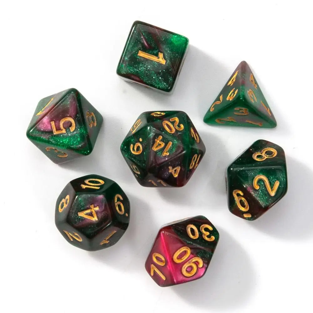 10PCS New Acrylic Dragon Themed Dice Set D10 Yellow Purple Gold Red Dice For Table Games Polyhedral Table Games Dice For D&d DND