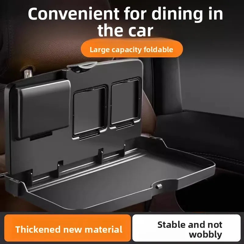 Car Back Seat Foldable Dining Table - Large Capacity Vehicle Food Tray with Cup Holders Thickened Material Stable Auto Accessory