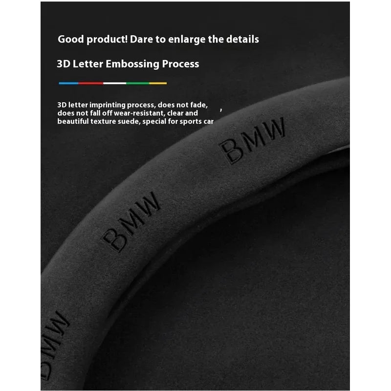 Car Carbon Fiber Suede Steering Wheel Cover For BMW M Power X3 X4 X5 X7 E36 E39 E46 E60 E65 E90 F10 F15 F20 F25 F30 G20 G30 G05